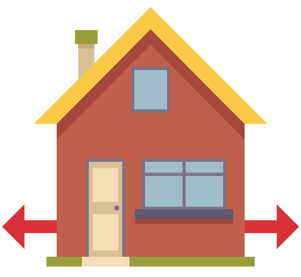 Illustration of House with Arrows Pointing Left and Right