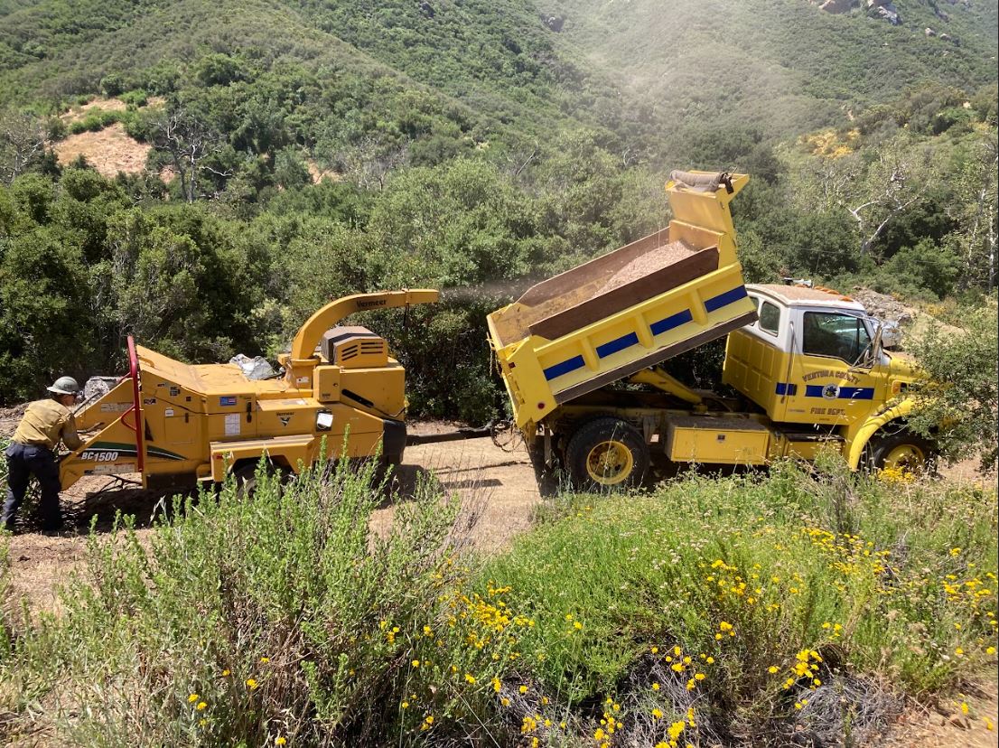 VCFD working on a wood chipper