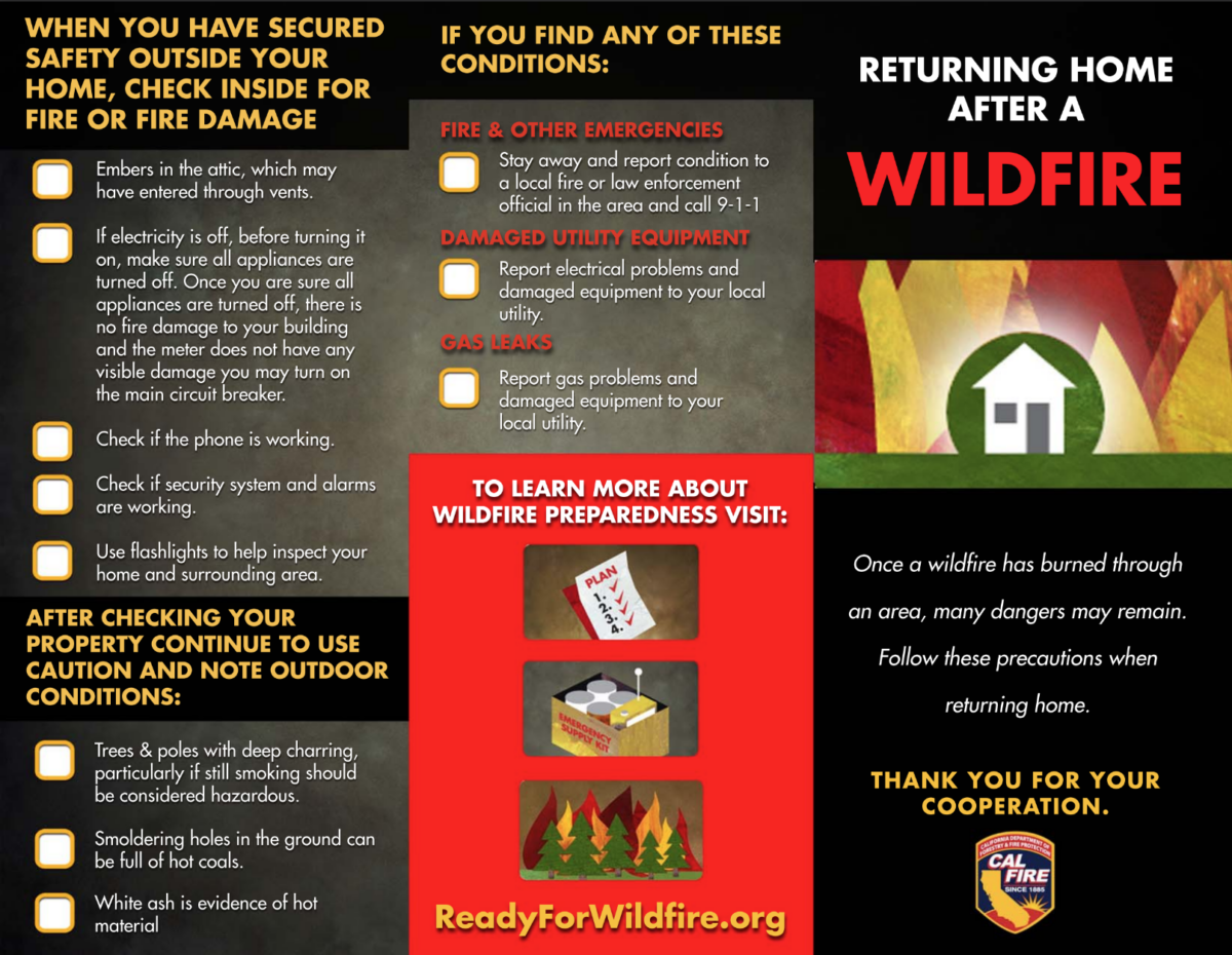 Returning Home After a Wildfire Brochure Front